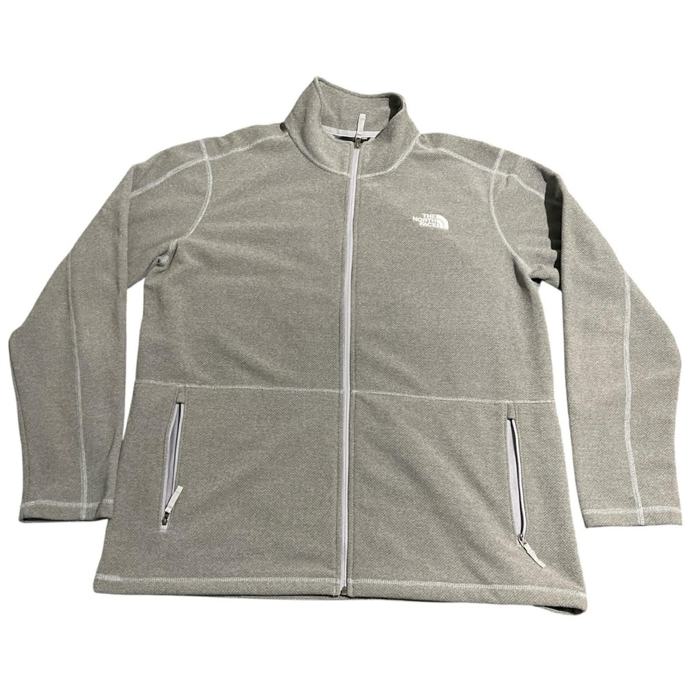 The‎ North Face Fleece Jacket Mens XL Grey Full Zip Textured Knit Outdoor Layer